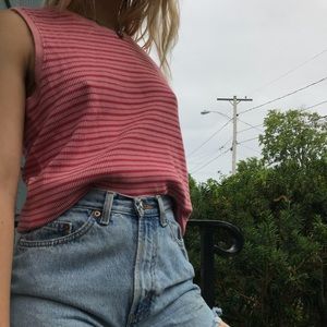 vintage pink LL bean striped muscle tank